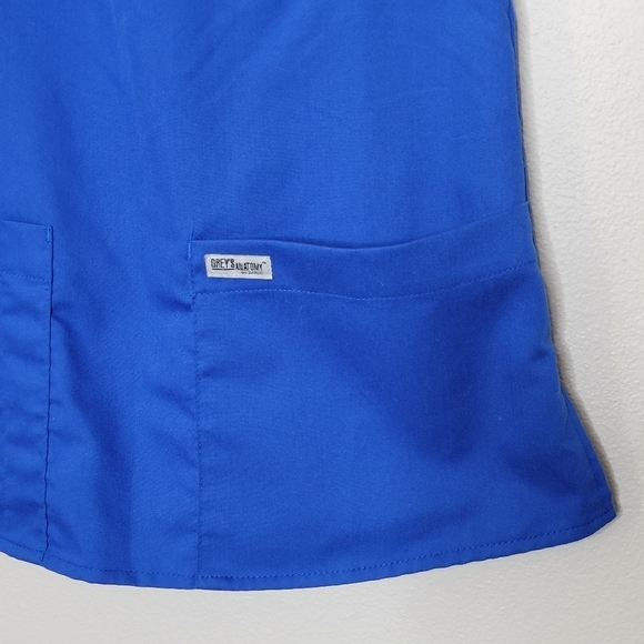 Barco‎ Greys Anatomy Blue Mock Wrap Scrub Top Size XS - Picture 4 of 7